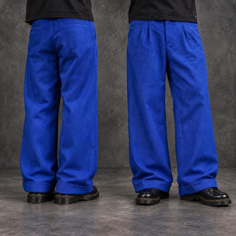 32x28 Blue Baggy Wide Leg Dress Pants Men's Y2K 2000s